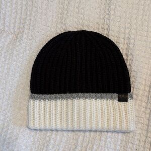 Frye Black and White Knit Beanie